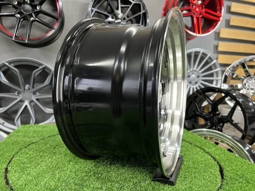 JDM AME A3C Style 15X8J 4X100 ET25 73.1 Black with polished lip