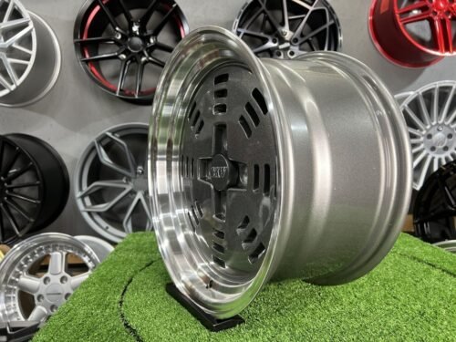 JDM AME A3C Style 15X8J 4X100 ET25 73.1 Grey with polished lip