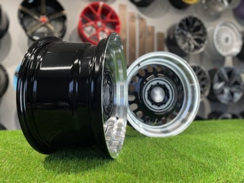 VW Classic Steel Design15X8J 4X100/5X100 ET25 73.1 Black with Diamond Cut lip ( BMW E30, VW Golf/Jetta, AUDI 80/Coupe/A3, Mazda MX )