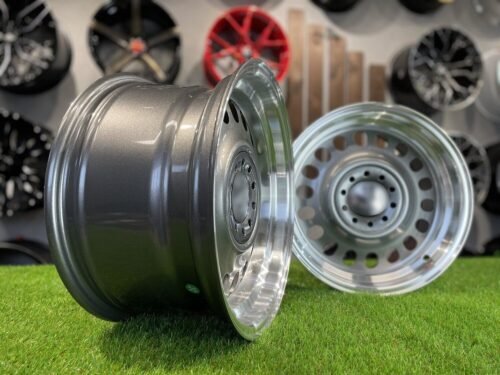 VW Classic Steel Design15X8J 4X100/5X100 ET25 73.1 Grey with Diamond Cut lip ( BMW E30, VW Golf/Jetta, AUDI 80/Coupe/A3, Mazda MX )
