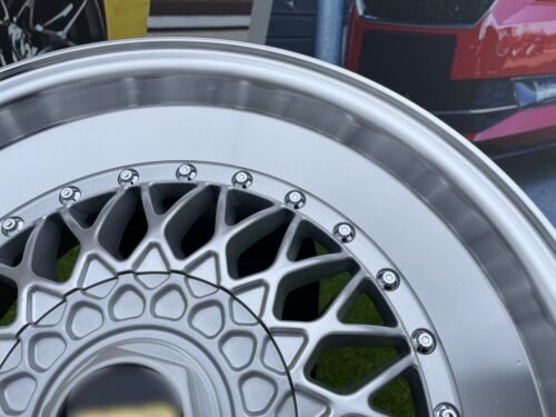 BBS RS Slant Lip Style 16X7.5J 4X100/4X108 ET18 73.1 Silver with polished lip and chrome rivets (BMW E30, VW Golf/Jetta, AUDI 80/90/200/Coupe, Ford Escort)