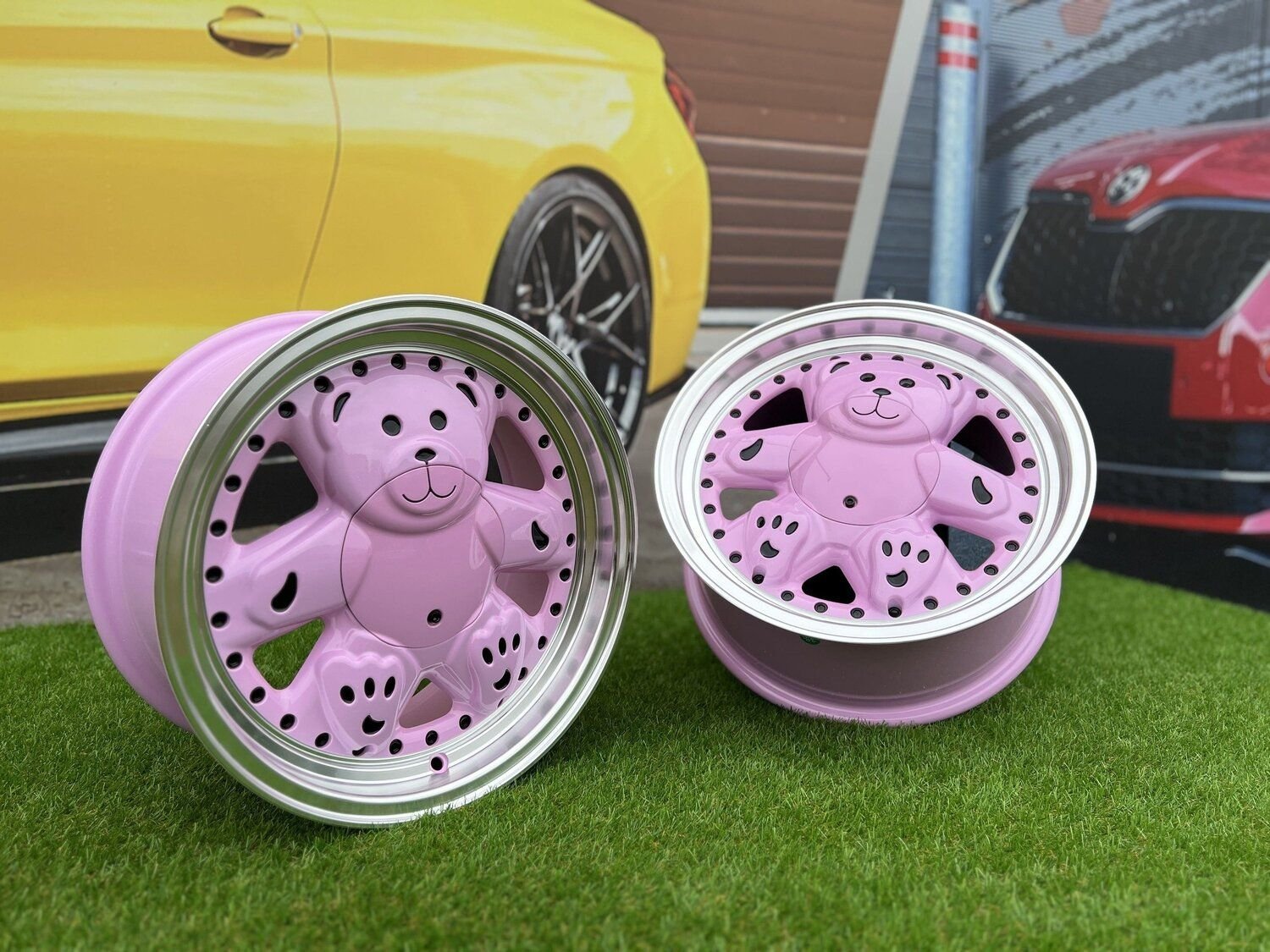Ronal Teddy Bear style for VW Golf Jetta 15X7J 4X100 ET30 73.1 Pink with Diamond cut lip ( VW Golf/Jetta, BMW E30, JDM cars) 9