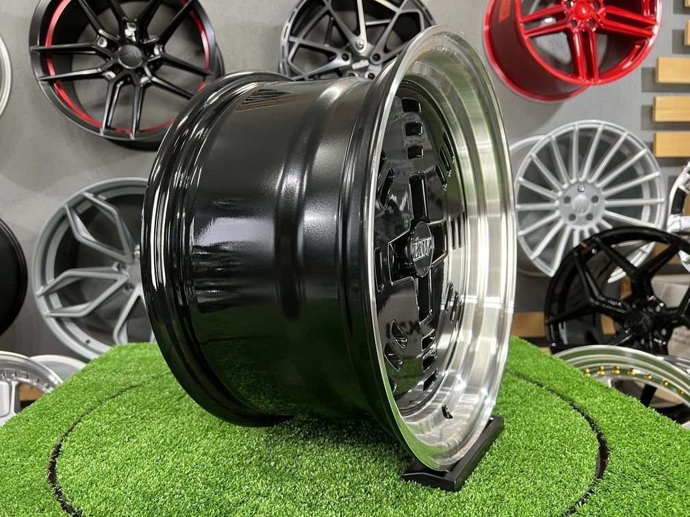 JDM AME A3C Style 15X8J 4X100 ET25 73.1 Black with polished lip 10