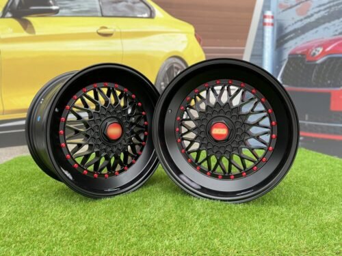 BBS RS Slant Lip Style 18X8.5J 5X112/5X120 ET28 74.1 Black half matt with red rivets (Audi A4/A6, VW Golf/Jetta, Mercedes E/S/SL/CL, BMW 3-5-6-8 E46/E90/E39/E60)