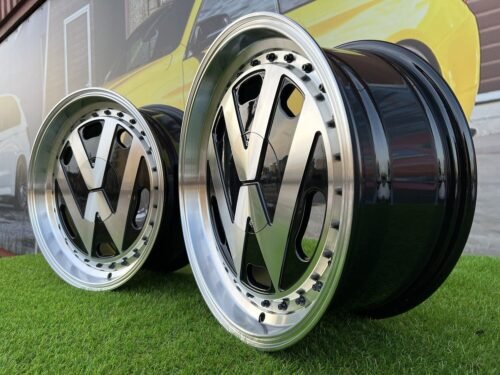 VW Classic style 15X6.5J 4X100/5X100 ET30 57.1 Black with Diamond Cut face and lip ( BMW E30, VW Golf/Jetta, AUDI 80/Coupe/A3, Mazda MX )