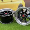 Watanabe Rota style 15X9J 4X100/4X114.3 ET0 73.1 Black with Diamond cut lip ( Mazda MX RX, VW, BMW E30, Honda, JDM cars )