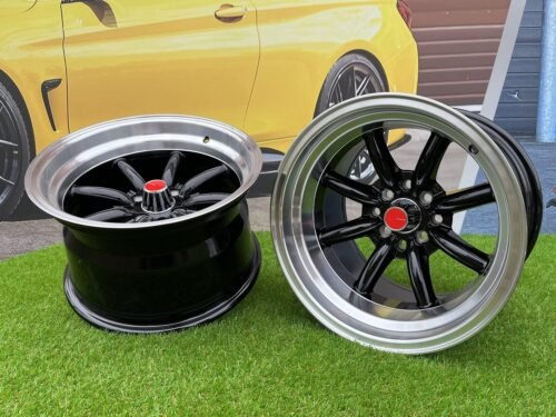 Watanabe Rota style 15X10.5J 4X100/4X114.3 ET -15 73.1 Black with Diamond cut lip ( Mazda MX RX, VW, BMW E30, Honda, JDM cars )