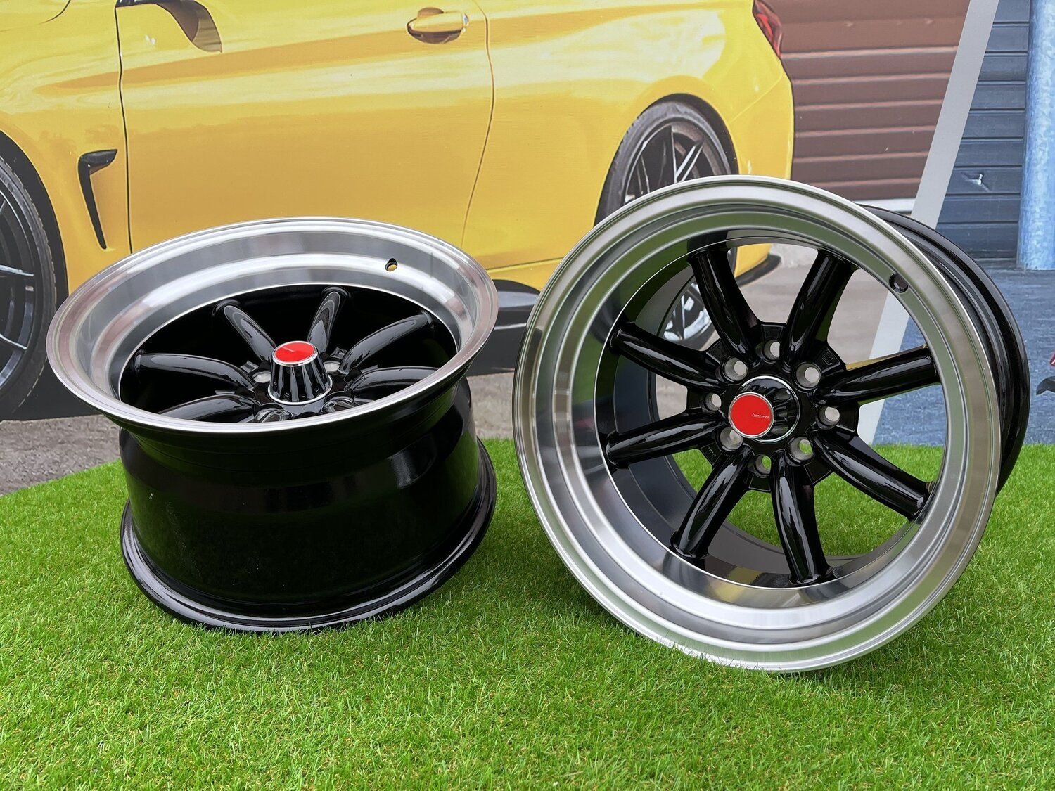 Watanabe Rota style 15X10.5J 4X100/4X114.3 ET -15 73.1 Black with Diamond cut lip ( Mazda MX RX, VW, BMW E30, Honda, JDM cars ) 10