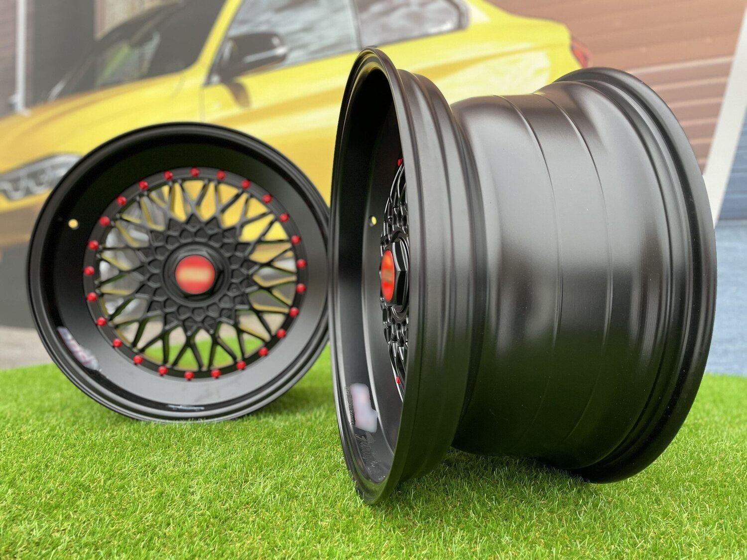 BBS RS Slant Lip Style 18X9.5J 5X112/5X120 ET25 74.1 Black half matt with red rivets (Audi A4/A6, VW Golf/Jetta, Mercedes E/S/SL/CL, BMW 3-5-6-8 E46/E90/E39/E60) 9