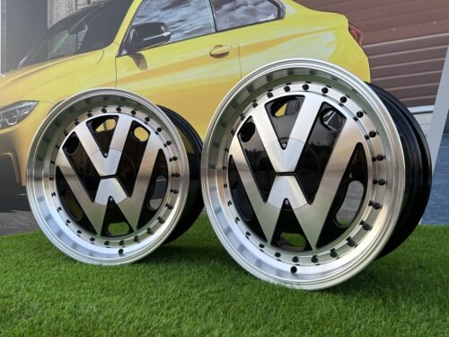 VW Classic style 15X6.5J 4X100/5X100 ET30 57.1 Black with Diamond Cut face and lip ( BMW E30, VW Golf/Jetta, AUDI 80/Coupe/A3, Mazda MX )