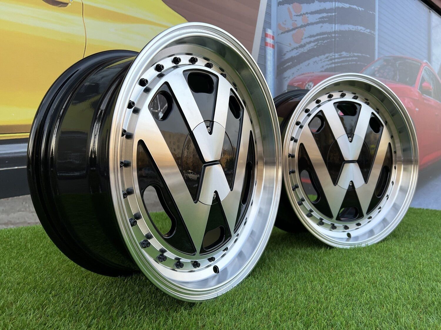 VW Classic style 16X7J 4X100/5X100 ET30 57.1 Black with Diamond Cut face and lip ( BMW E30, VW Golf/Jetta, AUDI 80/Coupe/A3, Mazda MX ) 10
