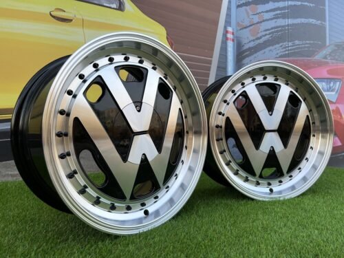 VW Classic style 15X6.5J 4X100/5X100 ET30 57.1 Black with Diamond Cut face and lip ( BMW E30, VW Golf/Jetta, AUDI 80/Coupe/A3, Mazda MX )