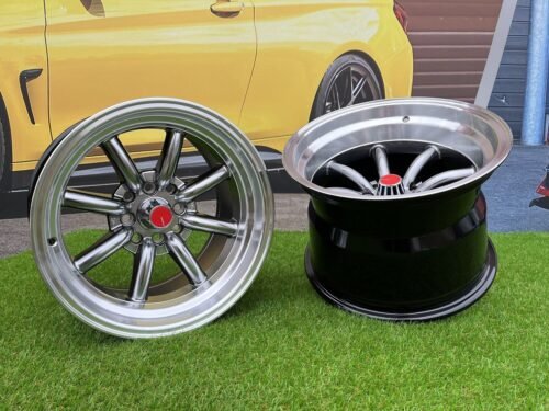 Watanabe Rota style 15X10.5J 4X100/4X114.3 ET -15 73.1 Hyperblack with Diamond cut lip ( Mazda MX RX, VW, BMW E30, Honda, JDM cars )