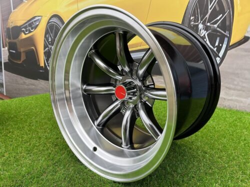 Watanabe Rota style 15X10.5J 4X100/4X114.3 ET -15 73.1 Hyperblack with Diamond cut lip ( Mazda MX RX, VW, BMW E30, Honda, JDM cars )