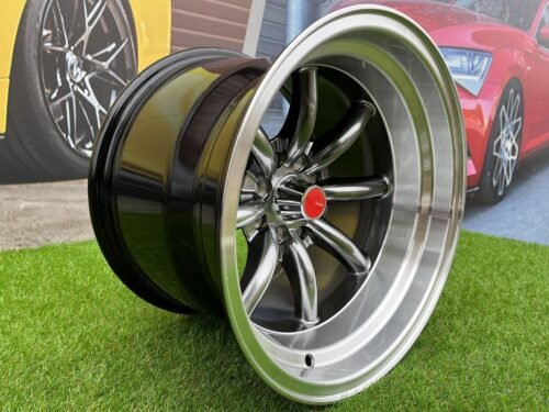 Watanabe Rota style 15X10.5J 4X100/4X114.3 ET -15 73.1 Hyperblack with Diamond cut lip ( Mazda MX RX, VW, BMW E30, Honda, JDM cars )