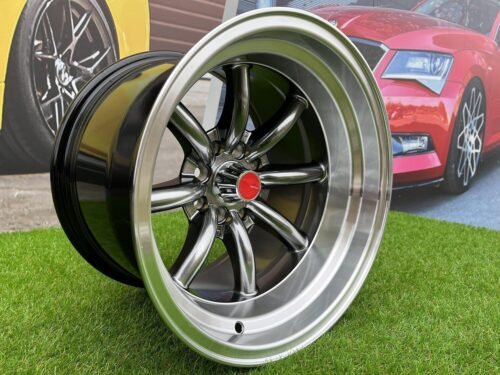 Watanabe Rota style 15X9J 4X100/4X114.3 ET0 73.1 Hyperblack with Diamond cut lip ( Mazda MX RX, VW, BMW E30, Honda, JDM cars )