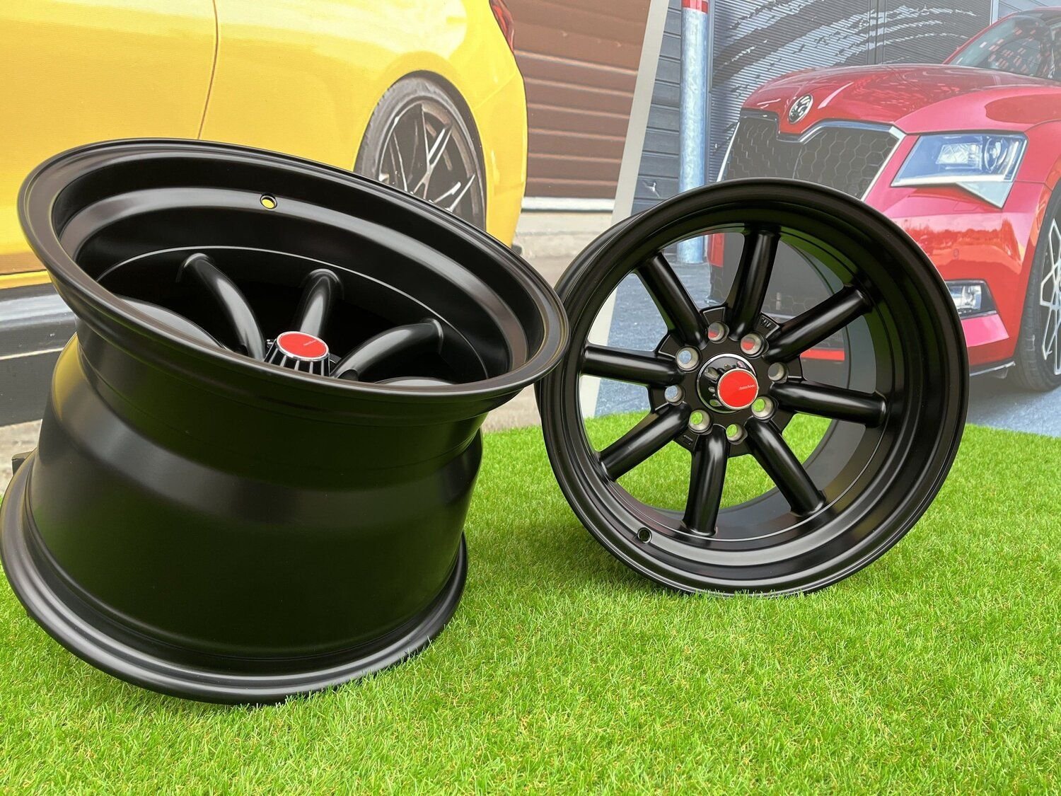 Watanabe Rota style 15X10.5J 4X100/4X114.3 ET -15 73.1 Matt black ( Mazda MX RX, VW, BMW E30, Honda, JDM cars ) 4