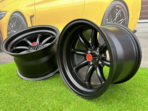 Watanabe Rota style 15X10.5J 4X100/4X114.3 ET -15 73.1 Matt black ( Mazda MX RX, VW, BMW E30, Honda, JDM cars )