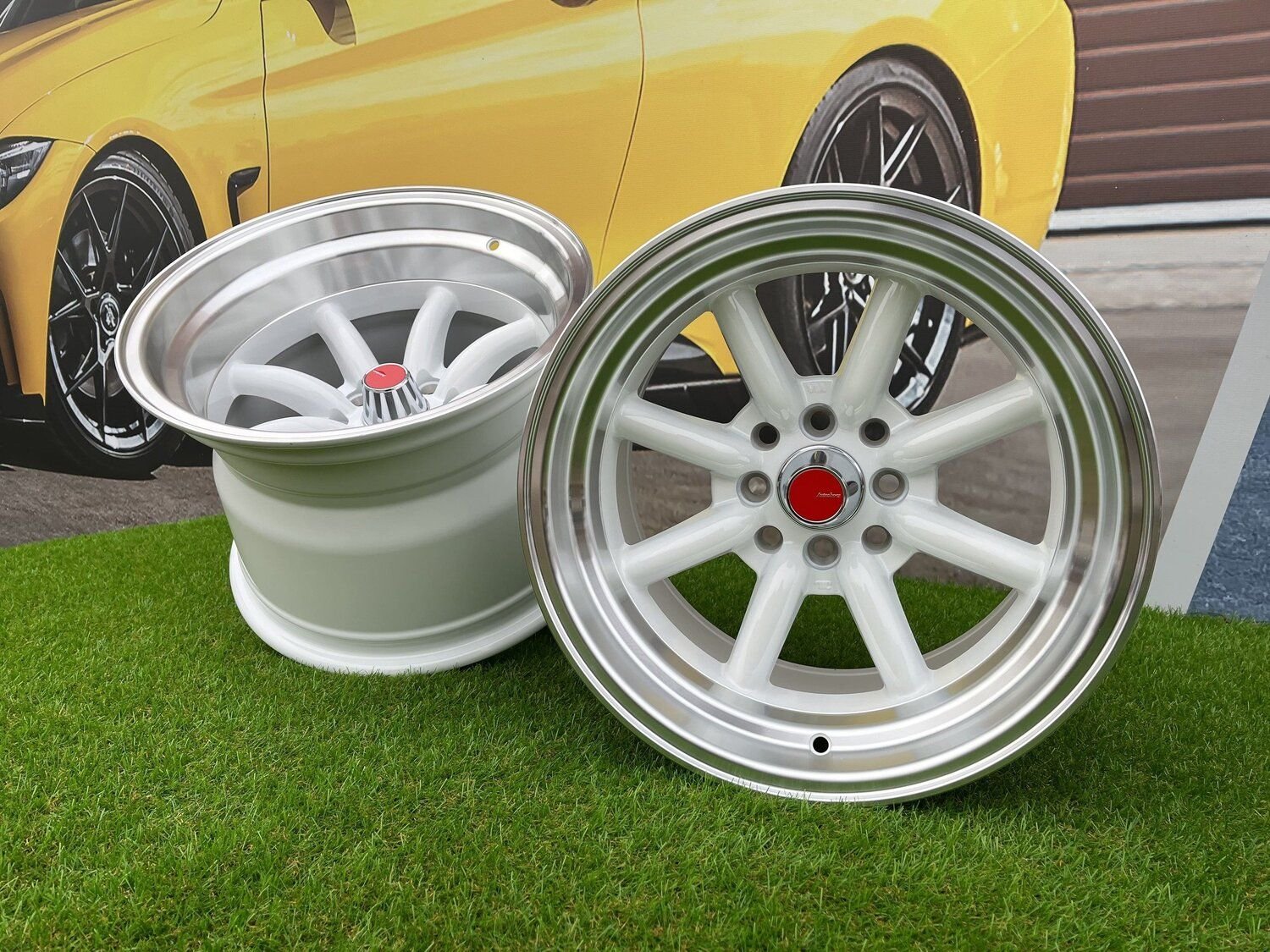 Watanabe Rota style 15X10.5J 4X100/4X114.3 ET -15 73.1 White with Diamond cut lip ( Mazda MX RX, VW, BMW E30, Honda, JDM cars ) 4