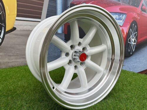 Watanabe Rota style 15X10.5J 4X100/4X114.3 ET -15 73.1 White with Diamond cut lip ( Mazda MX RX, VW, BMW E30, Honda, JDM cars )