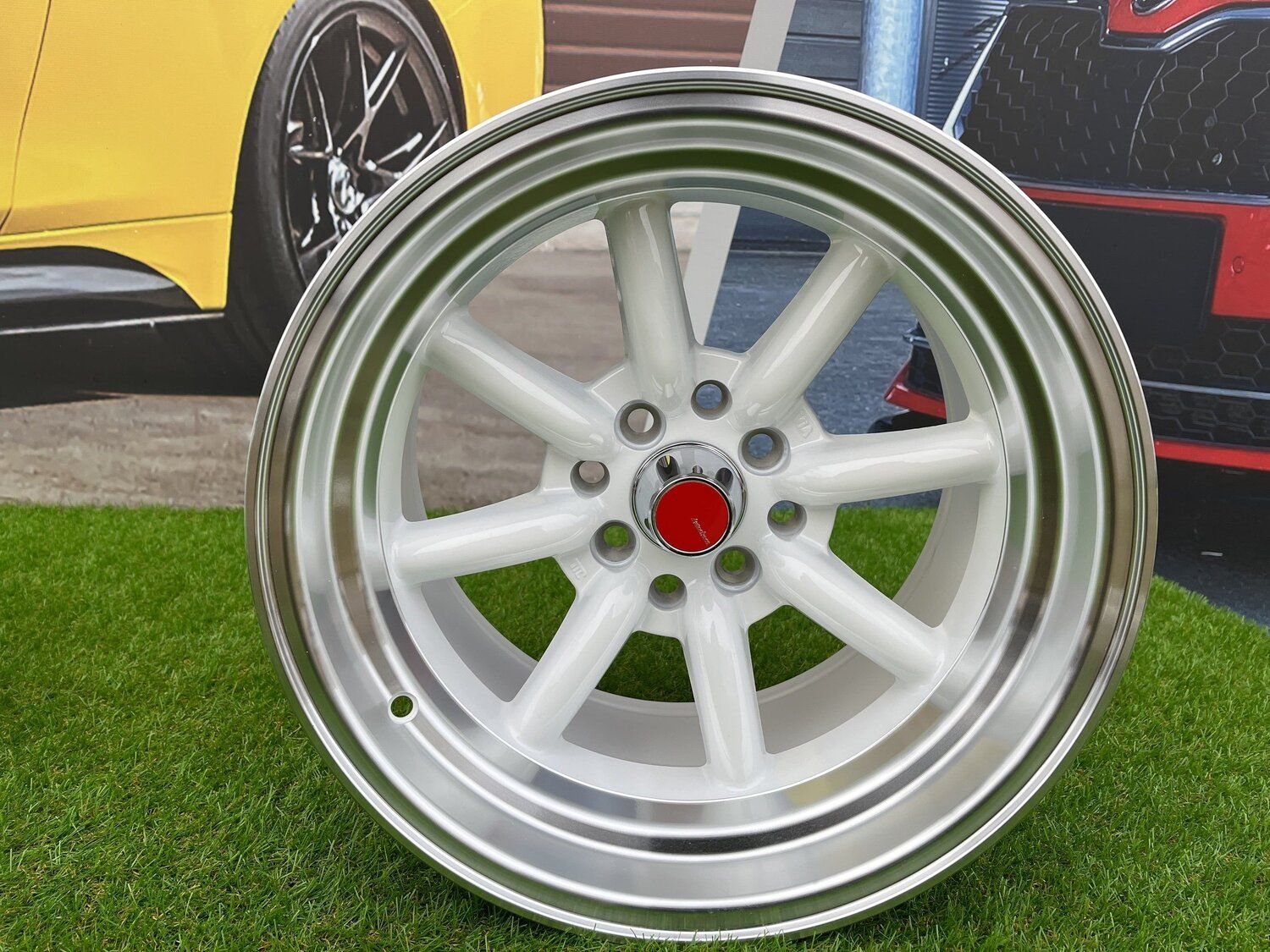 Watanabe Rota style 15X10.5J 4X100/4X114.3 ET -15 73.1 White with Diamond cut lip ( Mazda MX RX, VW, BMW E30, Honda, JDM cars ) 9