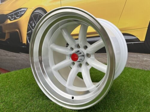 Watanabe Rota style 15X9J 4X100/4X114.3 ET0 73.1 White with Diamond cut lip ( Mazda MX RX, VW, BMW E30, Honda, JDM cars )