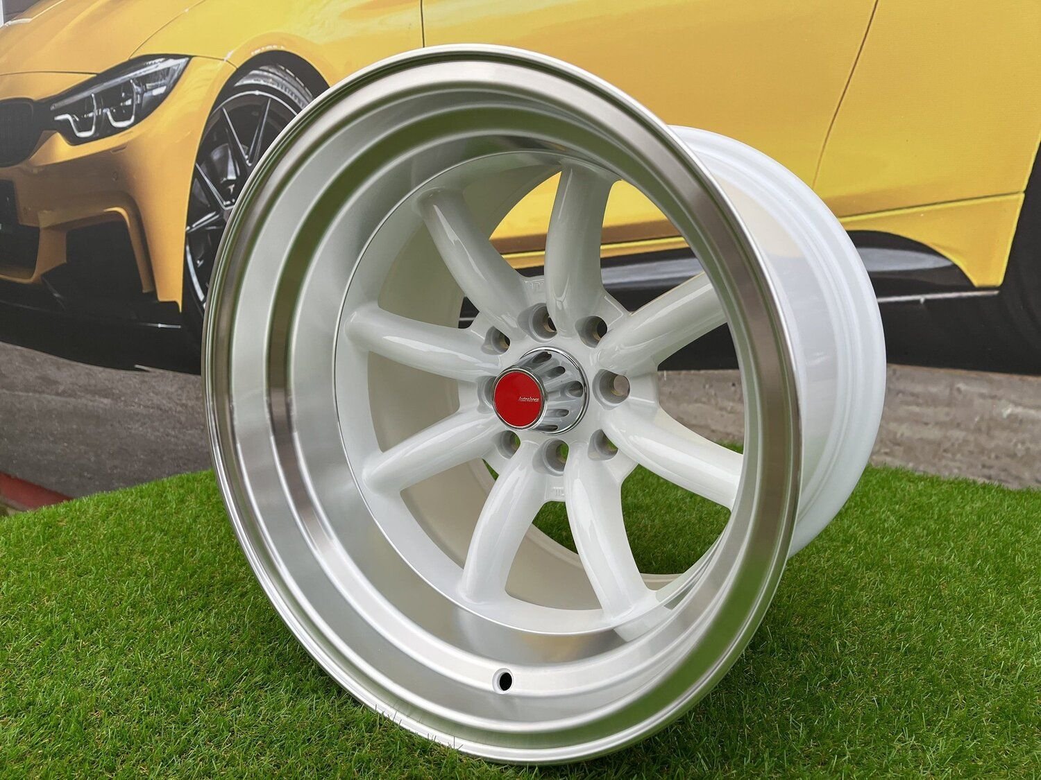 Watanabe Rota style 15X10.5J 4X100/4X114.3 ET -15 73.1 White with Diamond cut lip ( Mazda MX RX, VW, BMW E30, Honda, JDM cars ) 10