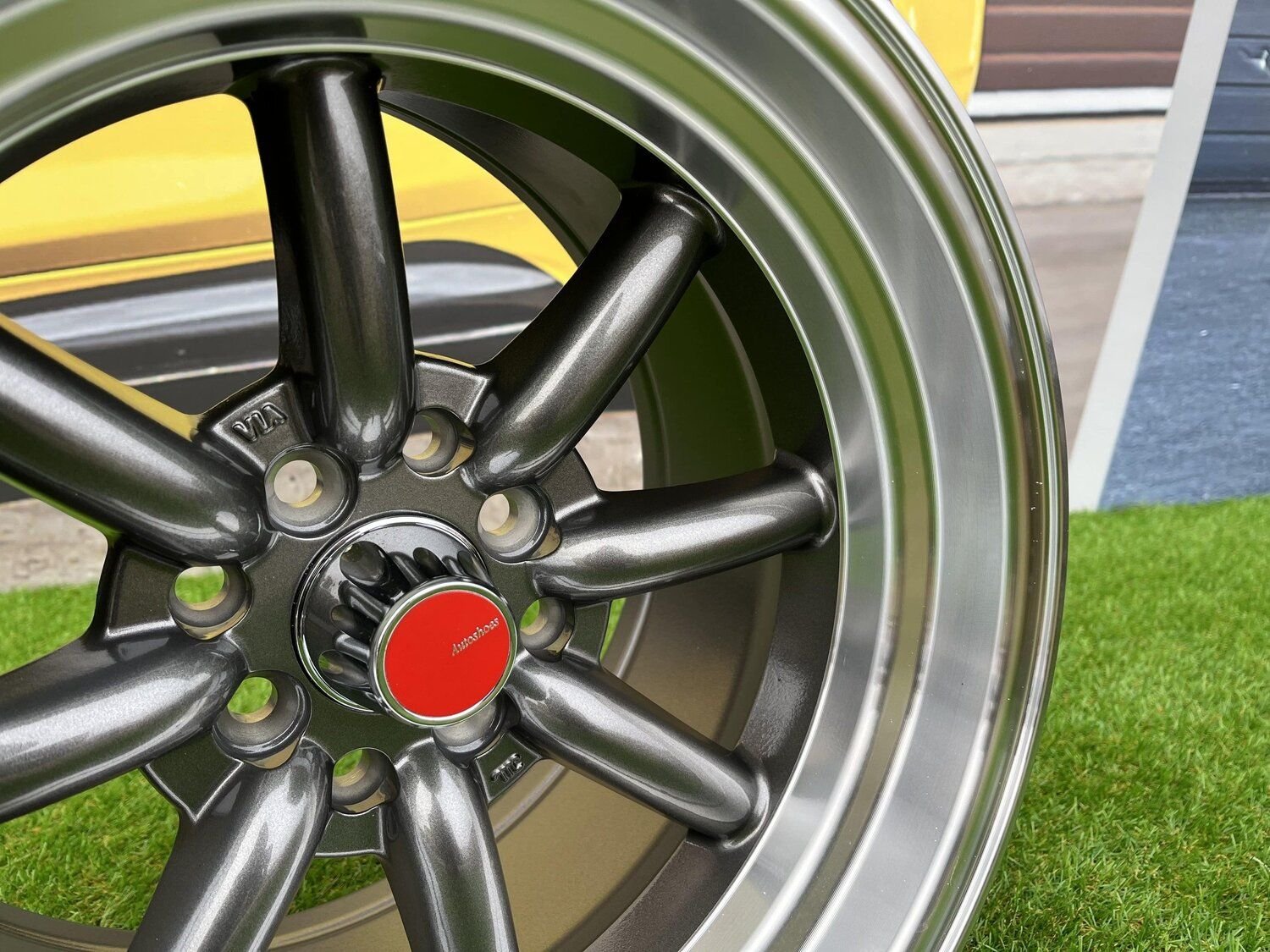 Watanabe Rota style 15X10.5J 4X100/4X114.3 ET -15 73.1 Grey with Diamond cut lip ( Mazda MX RX, VW, BMW E30, Honda, JDM cars ) 2