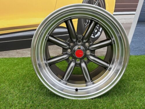 Watanabe Rota style 15X10.5J 4X100/4X114.3 ET -15 73.1 Grey with Diamond cut lip ( Mazda MX RX, VW, BMW E30, Honda, JDM cars )