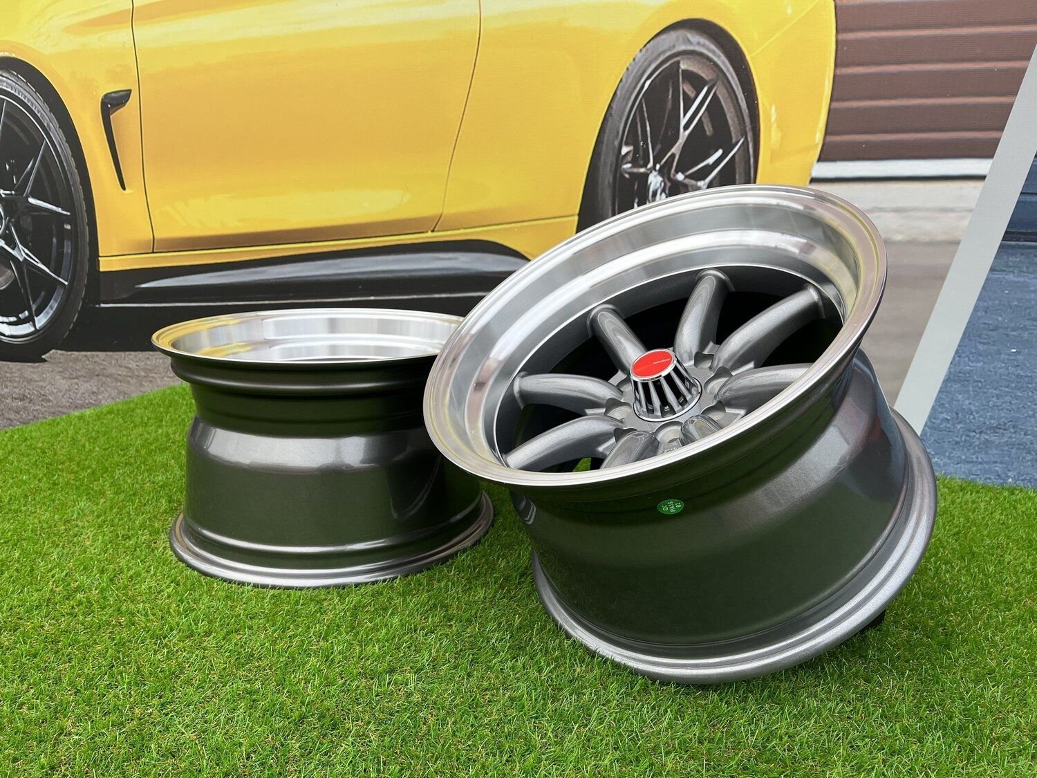 Watanabe Rota style 15X10.5J 4X100/4X114.3 ET -15 73.1 Grey with Diamond cut lip ( Mazda MX RX, VW, BMW E30, Honda, JDM cars ) 9