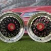 Porsche Mesh Mags R15X8J 4X100/5X100 ET25 73.1 Gloss Black with Diamond cut lip+Gold Rivets