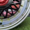 Porsche Mesh Mags R15X8J 4X100/5X100 ET25 73.1 Gloss Black with Diamond cut lip+Gold Rivets
