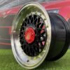 Porsche Mesh Mags R15X8J 4X100/5X100 ET25 73.1 Gloss Black with Diamond cut lip+Gold Rivets