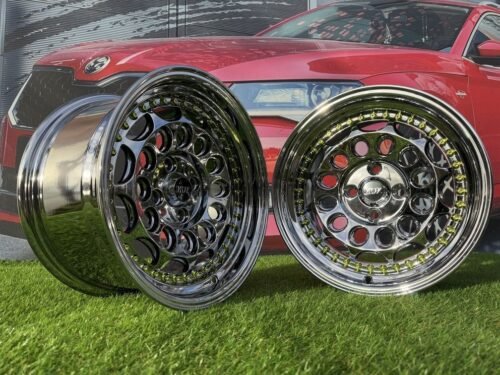 HVN Rotiform Style  R15X8J 4X100 ET10 73.1 Black chrome with Gold Rivets