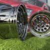 HVN Rotiform Style  R15X8J 4X100 ET10 73.1 Black chrome with Gold Rivets
