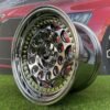 HVN Rotiform Style  R15X8J 4X100 ET10 73.1 Black chrome with Gold Rivets