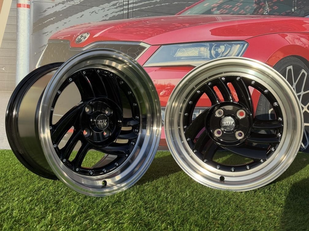 HIRO V1-R Style  R15X8.5J 4X100 ET10 73.1 Gloss Black with Diamond cut lip 2