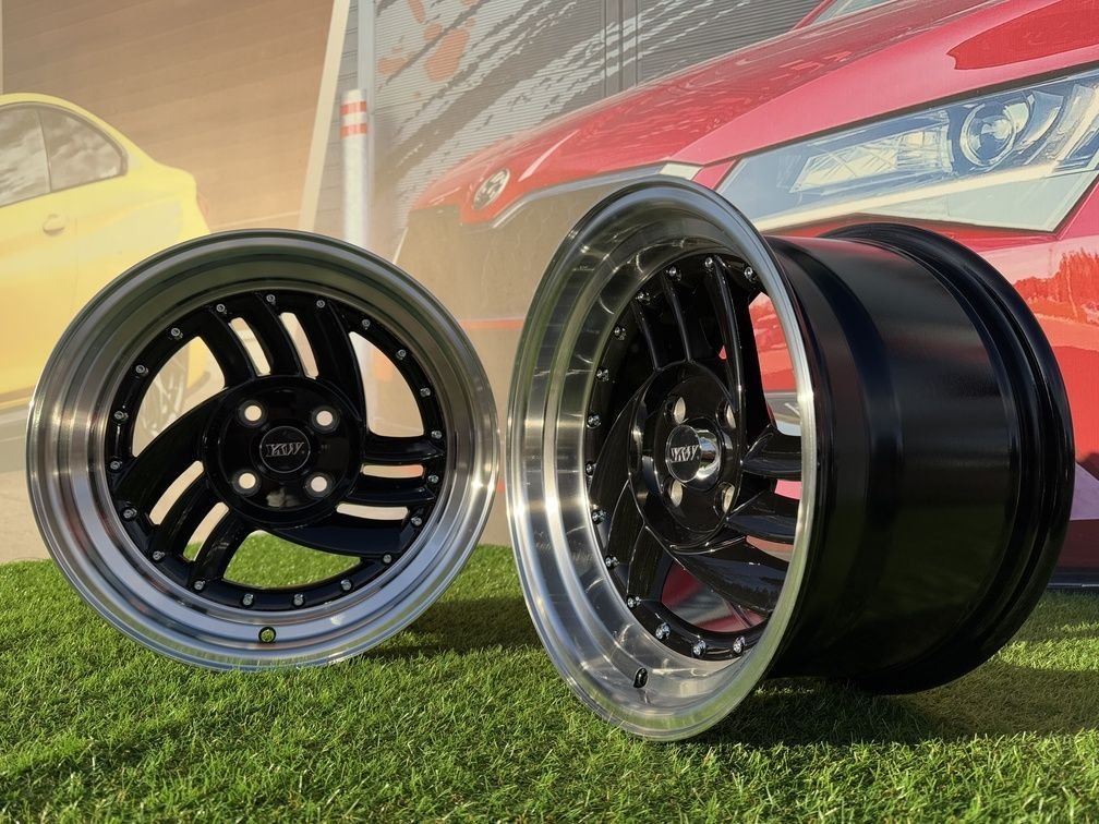 HIRO V1-R Style  R15X8.5J 4X100 ET10 73.1 Gloss Black with Diamond cut lip 5