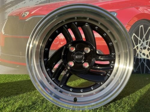 HIRO V1-R Style  R15X8.5J 4X100 ET10 73.1 Gloss Black with Diamond cut lip