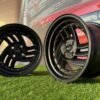 HIRO V1-R Style R15X8.5J 4X100 ET10 73.1 Matt Black with Gold rivets