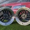 HIRO V1-R Style R15X8.5J 4X100 ET10 73.1 Grey with Diamond cut lip and silver rivets
