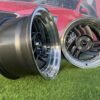HIRO V1-R Style R15X8.5J 4X100 ET10 73.1 Grey with Diamond cut lip and silver rivets