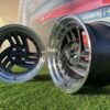 HIRO V1-R Style R15X8.5J 4X100 ET10 73.1 Grey with Diamond cut lip and silver rivets
