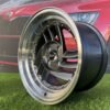 HIRO V1-R Style R15X8.5J 4X100 ET10 73.1 Grey with Diamond cut lip and silver rivets