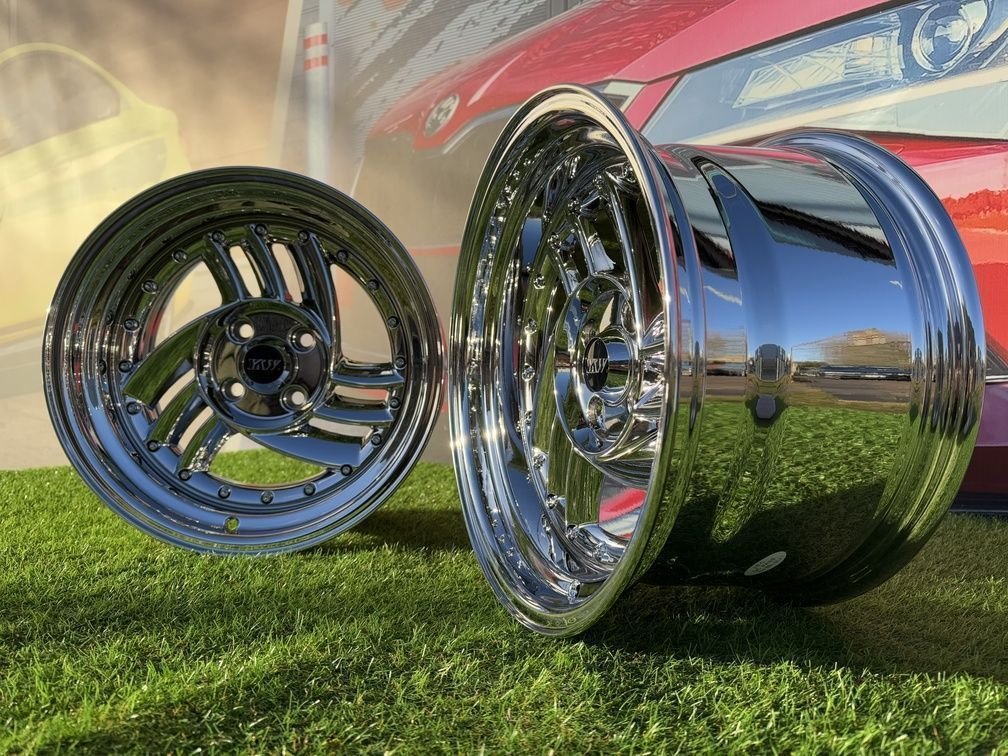 HIRO V1-R Style R15X8.5J 4X100 ET10 73.1 Chrome with silver rivets 7