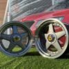 Ferrari Azev Type A Style R17X10J 5X112/5X120 ET15 72.6 Grey with Diamond cut lip and gold rivets