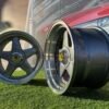 Ferrari Azev Type A Style R17X10J 5X112/5X120 ET15 72.6 Grey with Diamond cut lip and gold rivets
