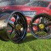 Ferrari Azev Type A Style R17X10J 5X112/5X120 ET15 72.6 Black chrome with gold rivets