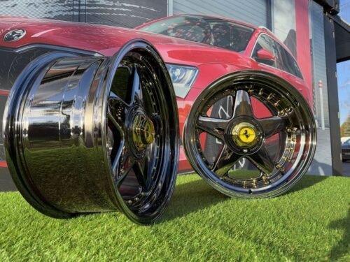 Ferrari Azev Type A Style R17X10J 5X112/5X120 ET15 72.6 Black chrome with gold rivets