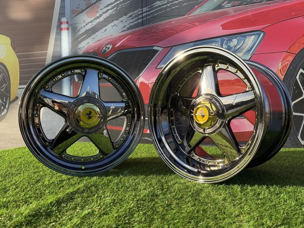 Ferrari Azev Type A Style R17X8.5J 5X112/5X120 ET25 72.6 Black chrome with gold rivets 5